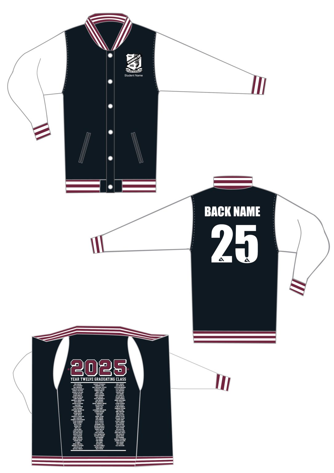 Winmalee High School 2025 Leavers Varsity Jacket – Alinta Leavers